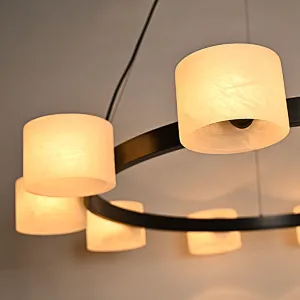 10-Holders Cloudy Alabaster Cylinders Chandelier