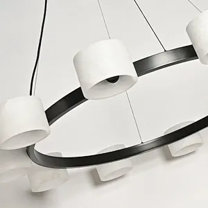 10-Holders Cloudy Alabaster Cylinders Chandelier